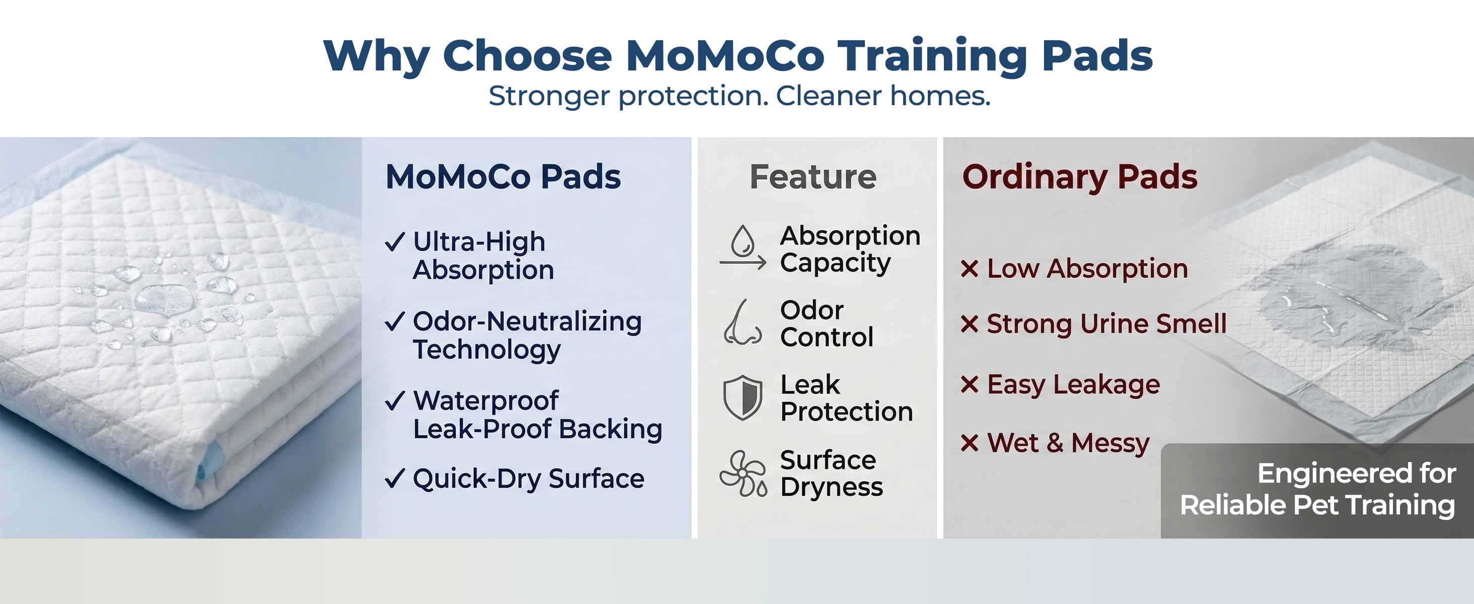 MoMoCo Travel Puppy Training Pads 23×23, 10 Count
